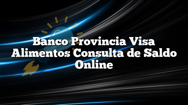 Banco Provincia Visa Alimentos Consulta de Saldo Online